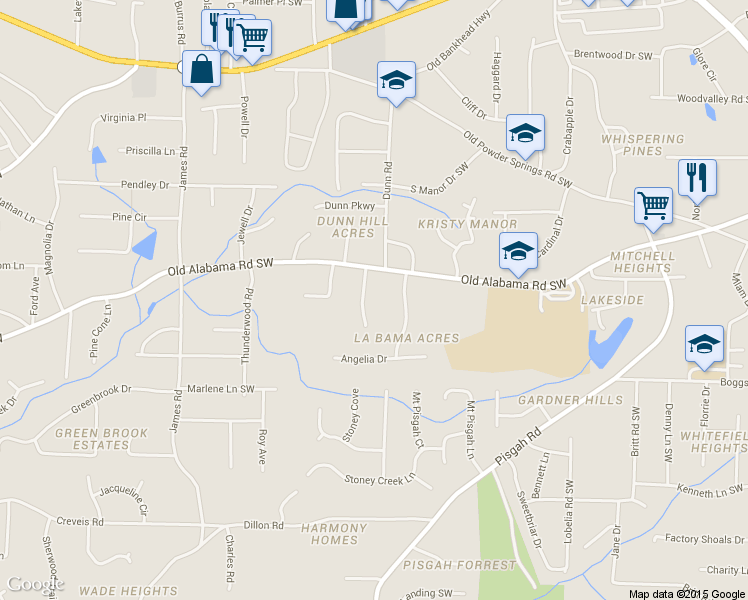 map of restaurants, bars, coffee shops, grocery stores, and more near 6141 S Glenn Forest Southwest in Mableton