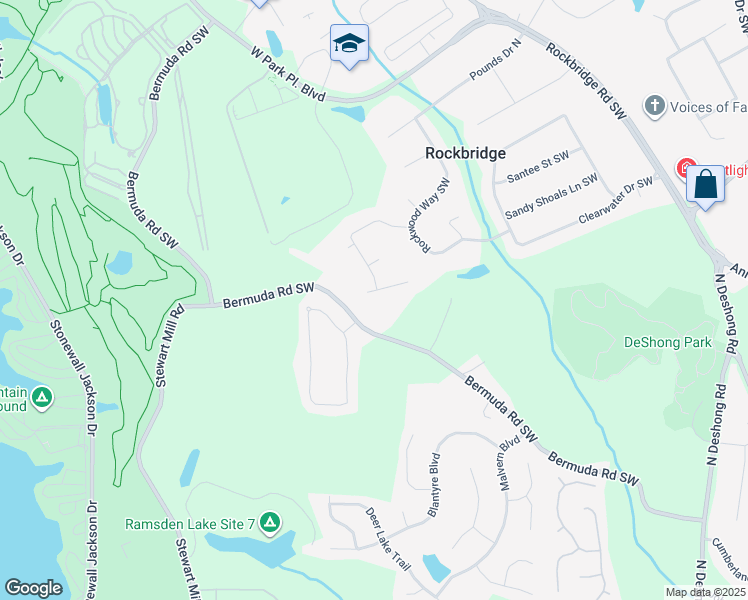 map of restaurants, bars, coffee shops, grocery stores, and more near 5488 Aucilla Creek Lane in Stone Mountain