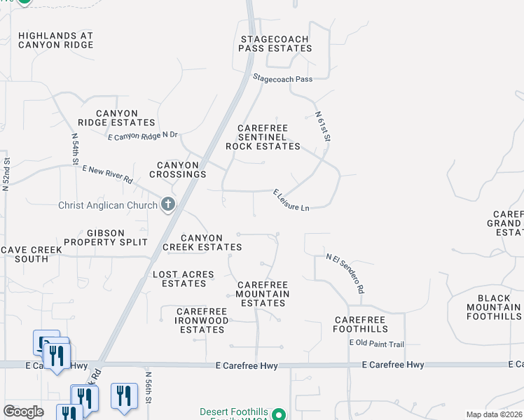 map of restaurants, bars, coffee shops, grocery stores, and more near 35407 Palo Verde Way in Cave Creek