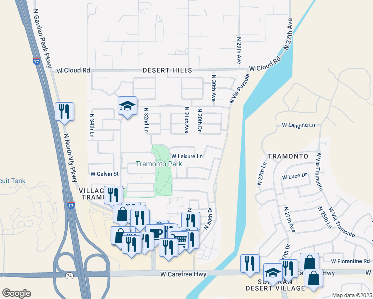 map of restaurants, bars, coffee shops, grocery stores, and more near 3049 W Eagle Claw Dr in Phoenix