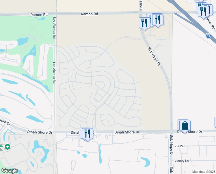 map of restaurants, bars, coffee shops, grocery stores, and more near 71 Claret in Rancho Mirage