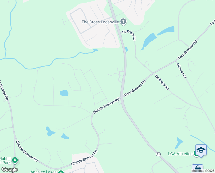 map of restaurants, bars, coffee shops, grocery stores, and more near 2400-2446 Claude Brewer Road in Loganville