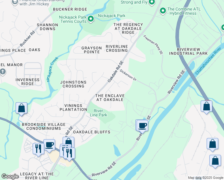 map of restaurants, bars, coffee shops, grocery stores, and more near 5965 Haddon Place Southeast in Mableton