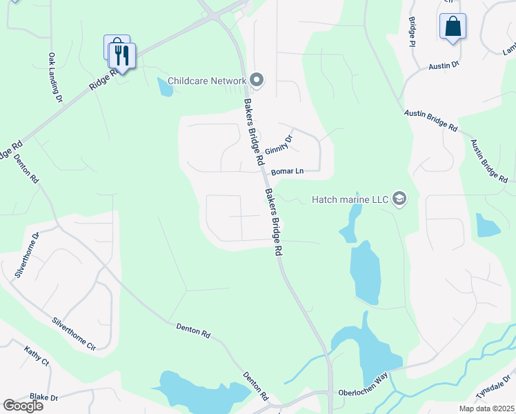 map of restaurants, bars, coffee shops, grocery stores, and more near 65 Bridge Drive in Douglasville