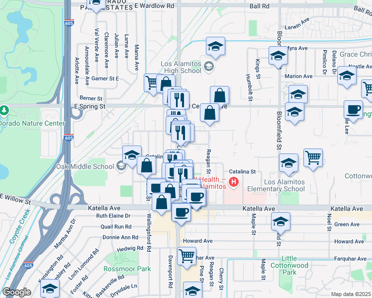 map of restaurants, bars, coffee shops, grocery stores, and more near 10742 Los Alamitos Blvd in Los Alamitos