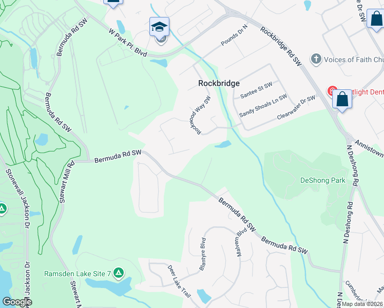 map of restaurants, bars, coffee shops, grocery stores, and more near 5448 Aucilla Creek Lane in Stone Mountain