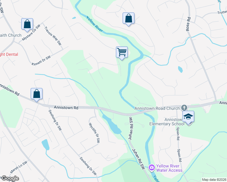 map of restaurants, bars, coffee shops, grocery stores, and more near 2878 Heather Row Ridge Southwest in Lilburn