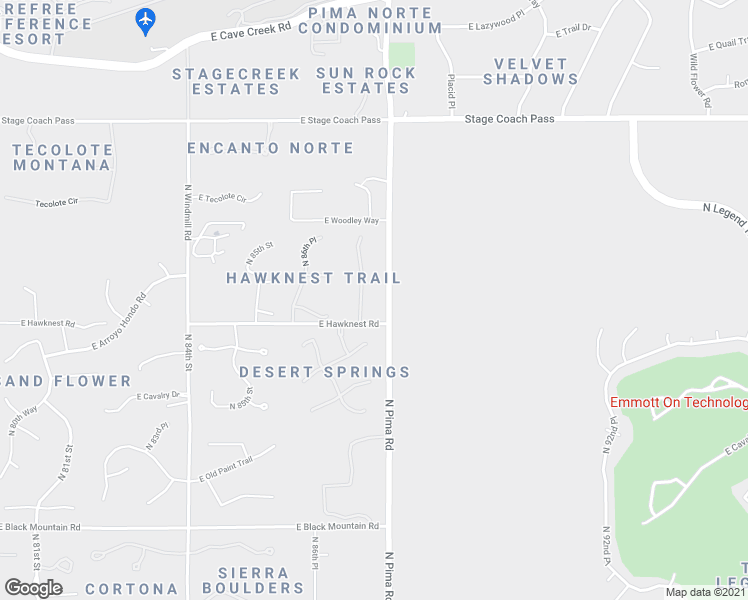 map of restaurants, bars, coffee shops, grocery stores, and more near 35405 North 87th Place in Scottsdale