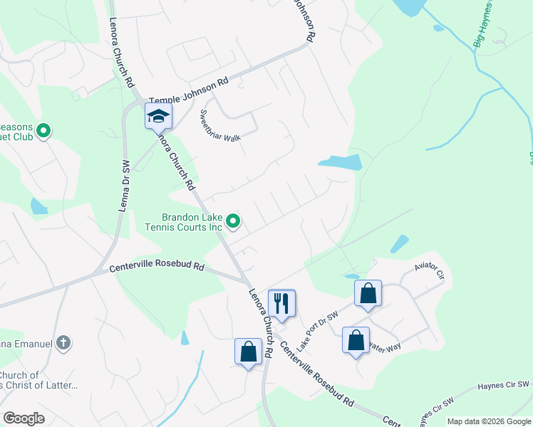 map of restaurants, bars, coffee shops, grocery stores, and more near 4055 Gail Lee Terrace Southwest in Snellville