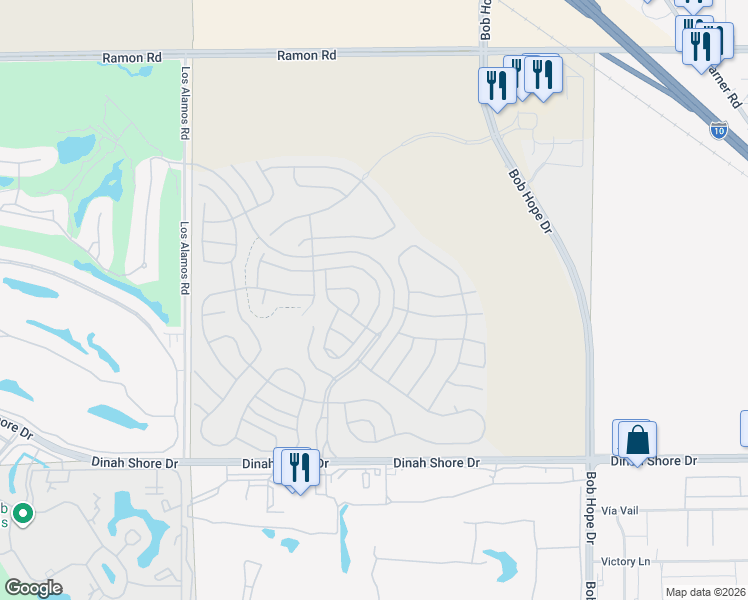 map of restaurants, bars, coffee shops, grocery stores, and more near 71 Claret in Rancho Mirage