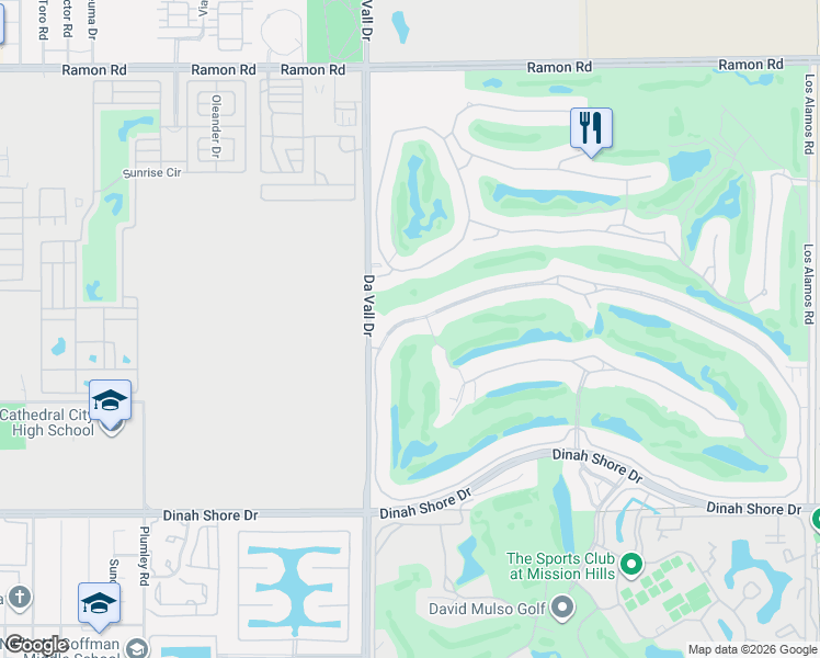 map of restaurants, bars, coffee shops, grocery stores, and more near 306 Loch Lomond Road in Rancho Mirage