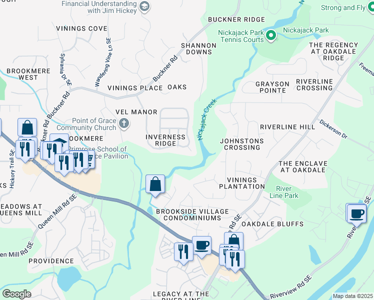 map of restaurants, bars, coffee shops, grocery stores, and more near 6002 Carlow Court Southeast in Mableton