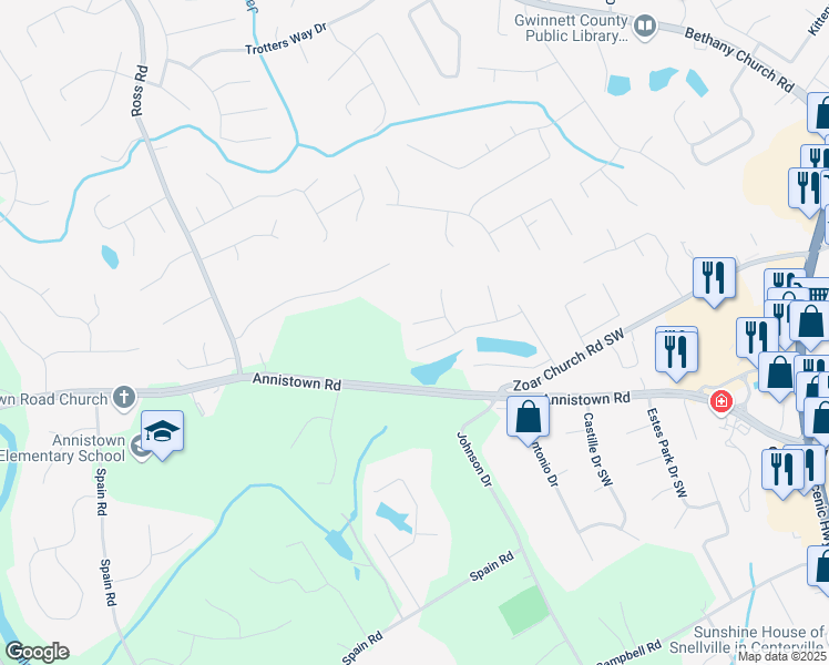 map of restaurants, bars, coffee shops, grocery stores, and more near 4316 Constellation Boulevard in Snellville