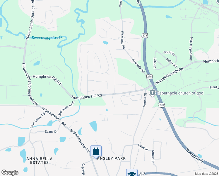 map of restaurants, bars, coffee shops, grocery stores, and more near 3526 Perry Pointe in Austell