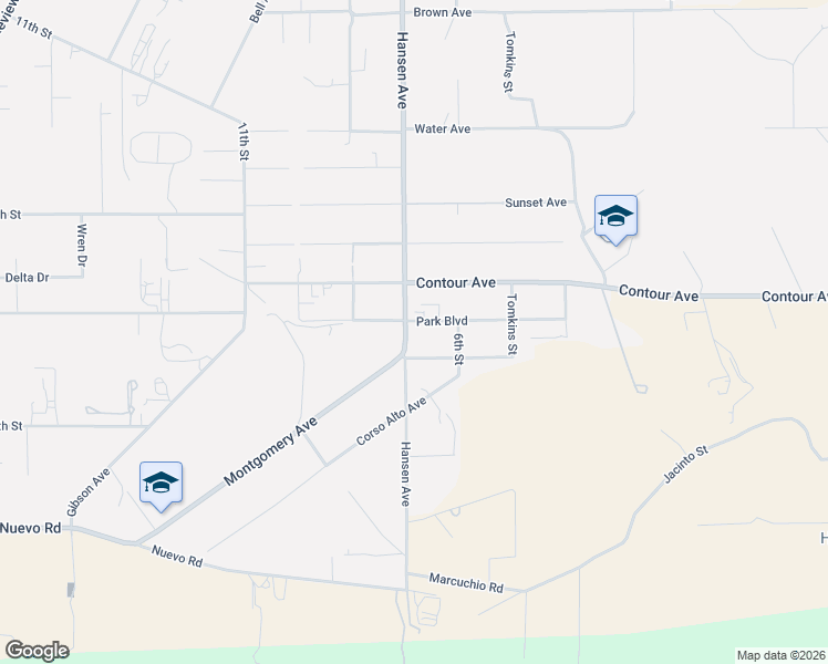 map of restaurants, bars, coffee shops, grocery stores, and more near 31275 Park Boulevard in Nuevo
