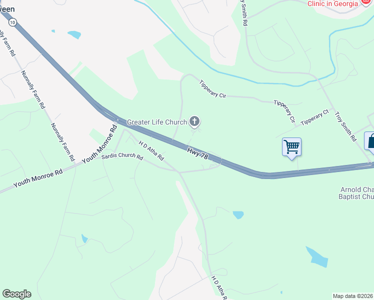 map of restaurants, bars, coffee shops, grocery stores, and more near 1854 U.S. 78 in Monroe