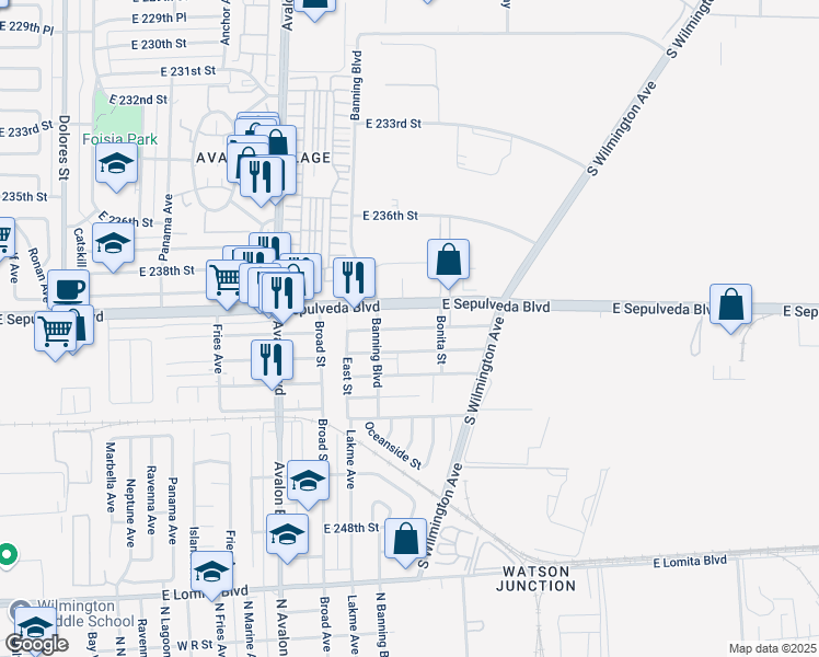 map of restaurants, bars, coffee shops, grocery stores, and more near 849 East Pacific Street in Carson