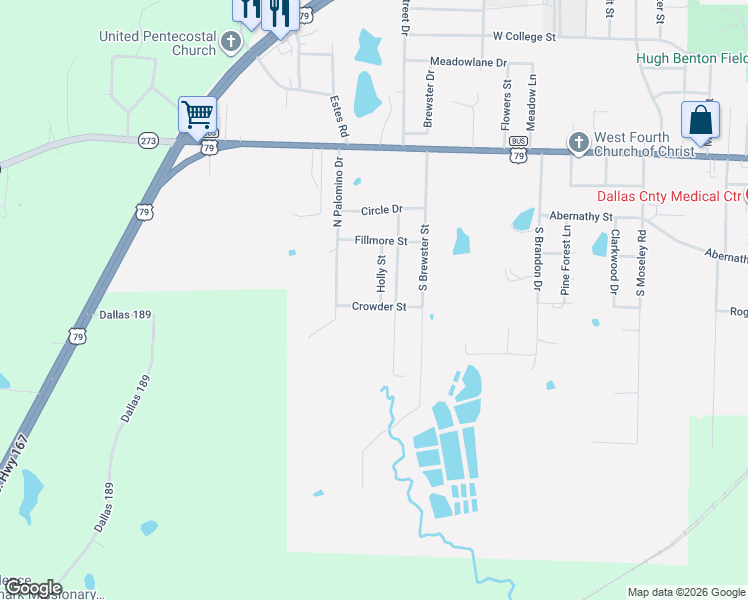 map of restaurants, bars, coffee shops, grocery stores, and more near 8 Holly Street in Fordyce