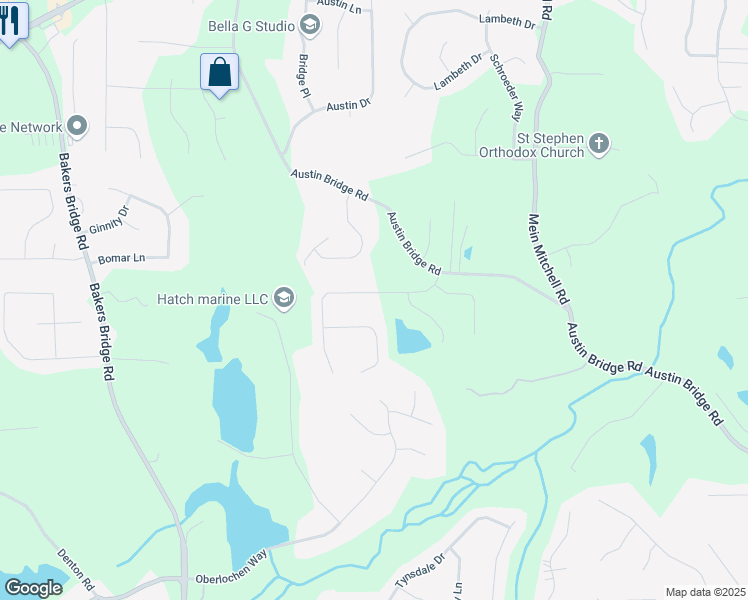map of restaurants, bars, coffee shops, grocery stores, and more near 191 Oakbridge Drive in Douglasville