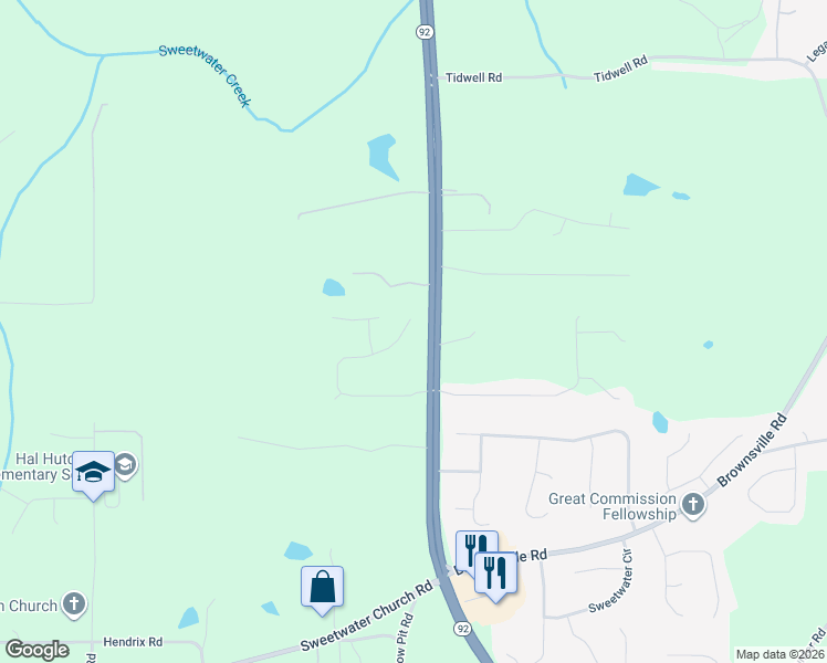 map of restaurants, bars, coffee shops, grocery stores, and more near 456 Enclave Drive in Powder Springs