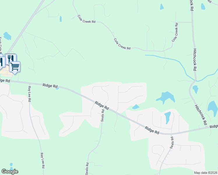 map of restaurants, bars, coffee shops, grocery stores, and more near 0 Walnut Creek Court in Dallas