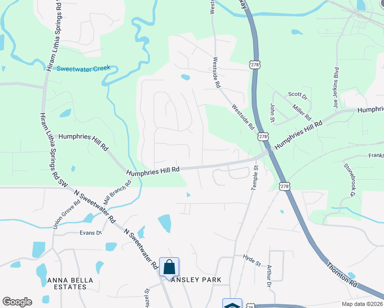 map of restaurants, bars, coffee shops, grocery stores, and more near 6235 Humphries Hill Road in Austell