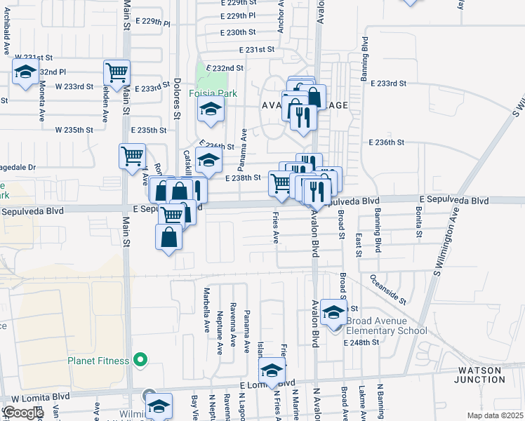 map of restaurants, bars, coffee shops, grocery stores, and more near 440 East Sepulveda Boulevard in Carson