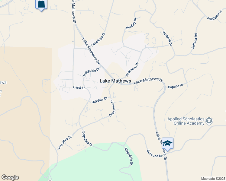 map of restaurants, bars, coffee shops, grocery stores, and more near 14302 Descanso Drive in Perris