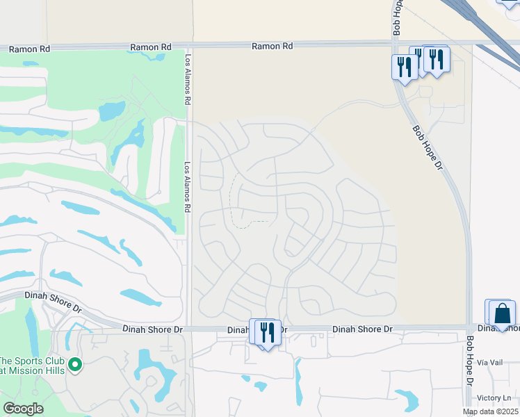 map of restaurants, bars, coffee shops, grocery stores, and more near 78 Burgundy in Rancho Mirage