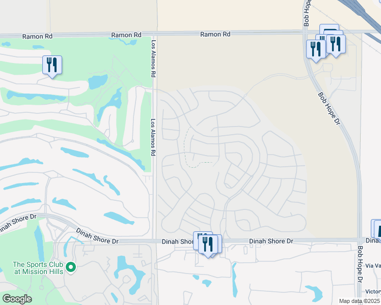 map of restaurants, bars, coffee shops, grocery stores, and more near Burgundy in Rancho Mirage