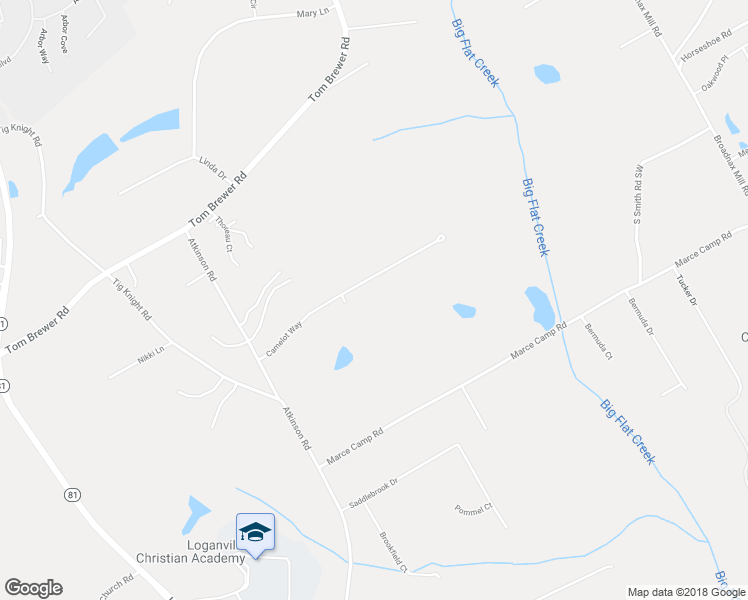 map of restaurants, bars, coffee shops, grocery stores, and more near 3440 Camelot Way in Loganville