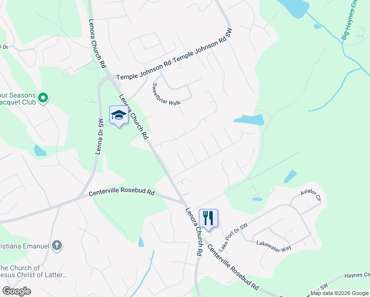 map of restaurants, bars, coffee shops, grocery stores, and more near 2930 Lenora Springs Drive in Snellville