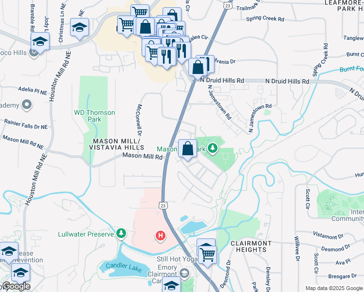 map of restaurants, bars, coffee shops, grocery stores, and more near 1849 Clairmont Road in Decatur