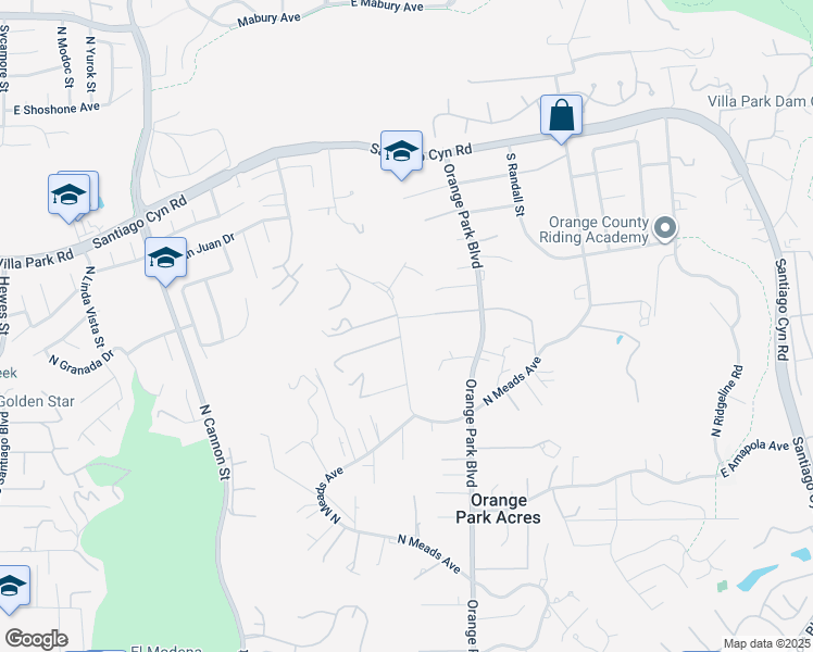 map of restaurants, bars, coffee shops, grocery stores, and more near 10612 South Morada Drive in Orange