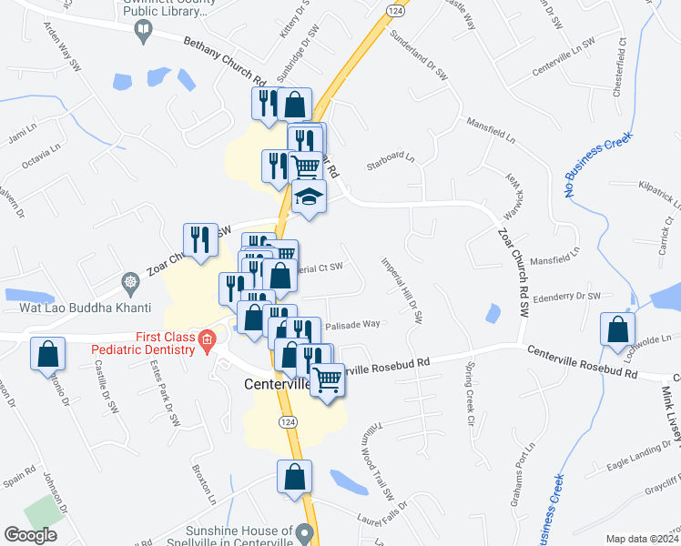 map of restaurants, bars, coffee shops, grocery stores, and more near 3794 Imperial Drive in Snellville
