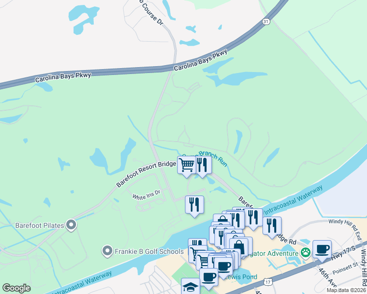 map of restaurants, bars, coffee shops, grocery stores, and more near 4716 Blackwater Circle in North Myrtle Beach