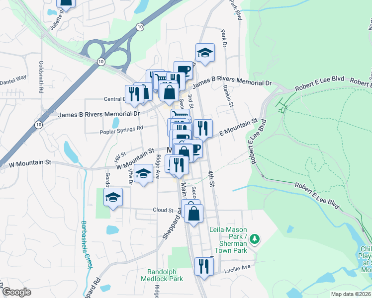map of restaurants, bars, coffee shops, grocery stores, and more near in Stone Mountain