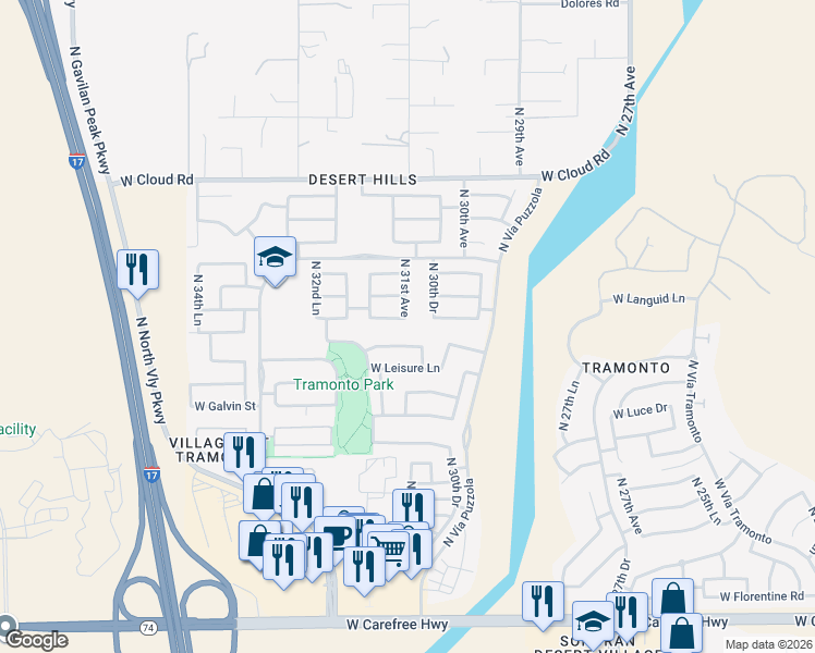 map of restaurants, bars, coffee shops, grocery stores, and more near 3108 West Sentinel Rock Road in Phoenix