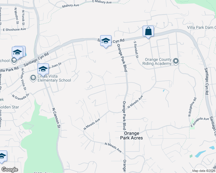 map of restaurants, bars, coffee shops, grocery stores, and more near 10582 South Morada Drive in Orange