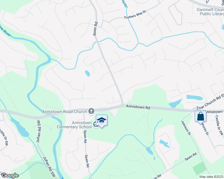 map of restaurants, bars, coffee shops, grocery stores, and more near 4410 Ross Estates Court Southwest in Snellville