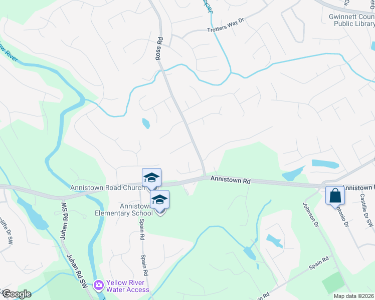 map of restaurants, bars, coffee shops, grocery stores, and more near 4400 Ross Estates Court Southwest in Snellville