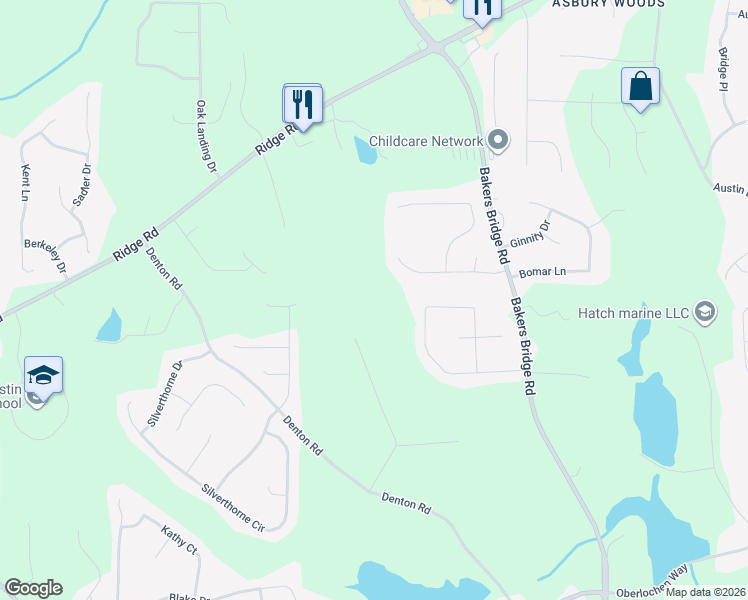 map of restaurants, bars, coffee shops, grocery stores, and more near 1004 Bruce Road in Douglasville