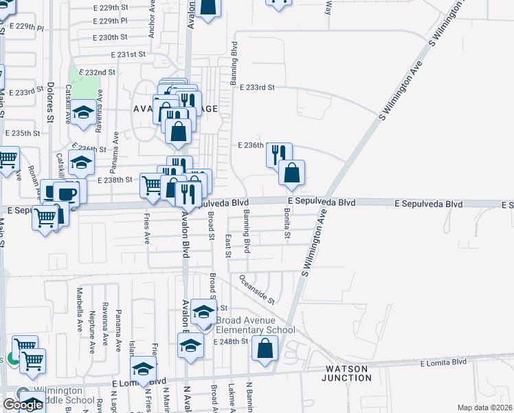 map of restaurants, bars, coffee shops, grocery stores, and more near 816 East Sepulveda Boulevard in Carson