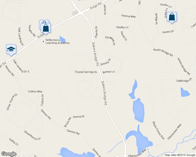 map of restaurants, bars, coffee shops, grocery stores, and more near 640 Bakers Bridge Road in Douglasville