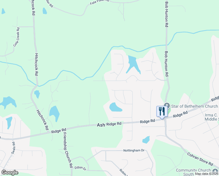 map of restaurants, bars, coffee shops, grocery stores, and more near 448 Ridge Brooke Drive in Douglasville