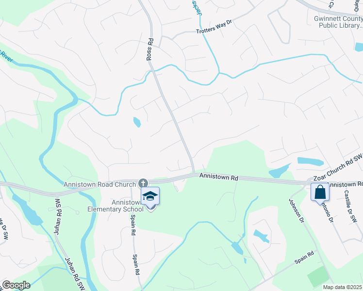 map of restaurants, bars, coffee shops, grocery stores, and more near 4400 Ross Estates Court Southwest in Snellville