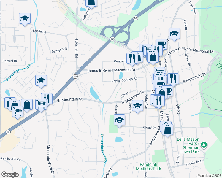 map of restaurants, bars, coffee shops, grocery stores, and more near 1126 Sexton Drive in Stone Mountain