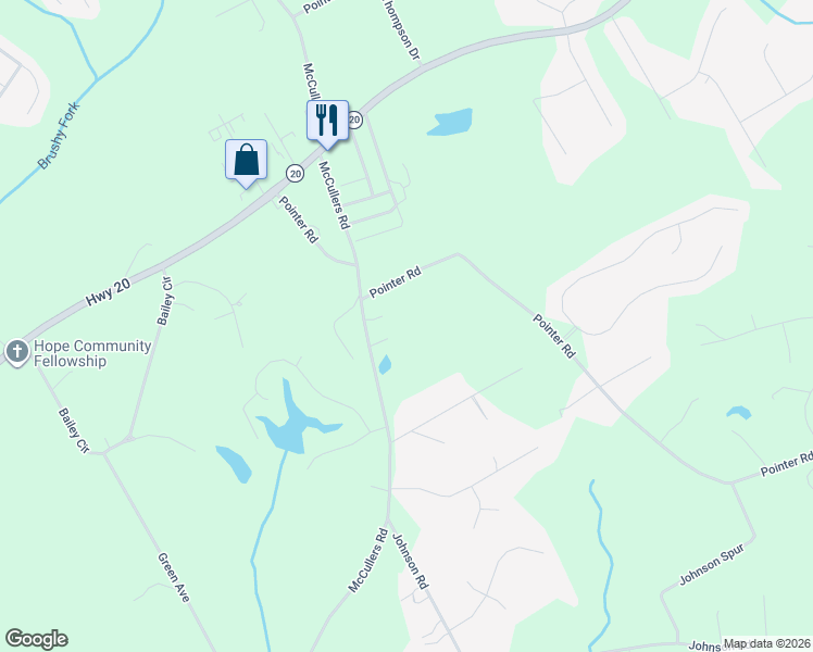 map of restaurants, bars, coffee shops, grocery stores, and more near 3910 Pointer Road in Loganville