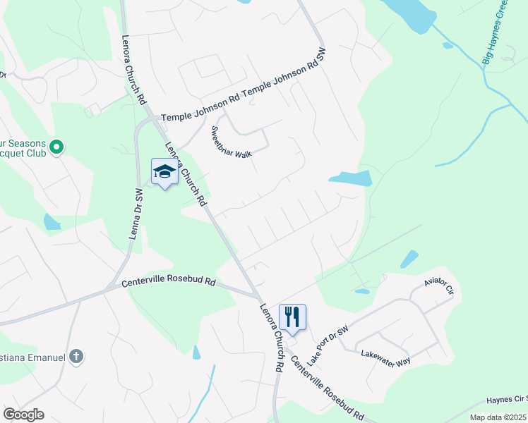 map of restaurants, bars, coffee shops, grocery stores, and more near 4006 Gail Lee Terrace Southwest in Snellville