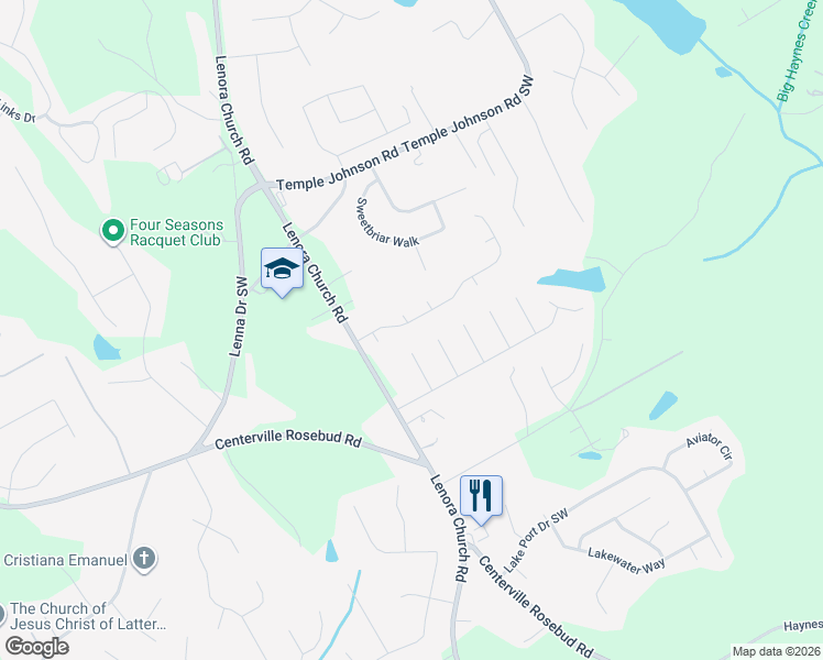 map of restaurants, bars, coffee shops, grocery stores, and more near 2930 Lenora Springs Drive in Snellville